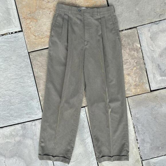 Vintage 90s Green Grey Pleated Pants Made in USA - Picture 1 of 6